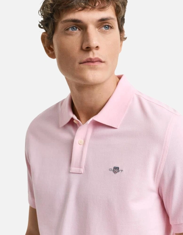 Reg Shield SS Pique Polo - California Pink