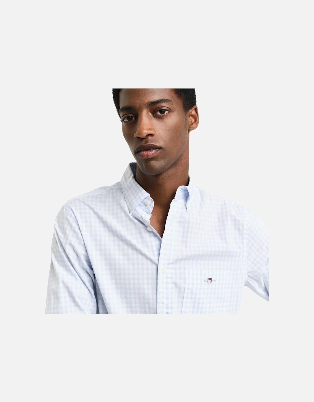 Reg Classic Poplin Gingham Shirt - Light Blue