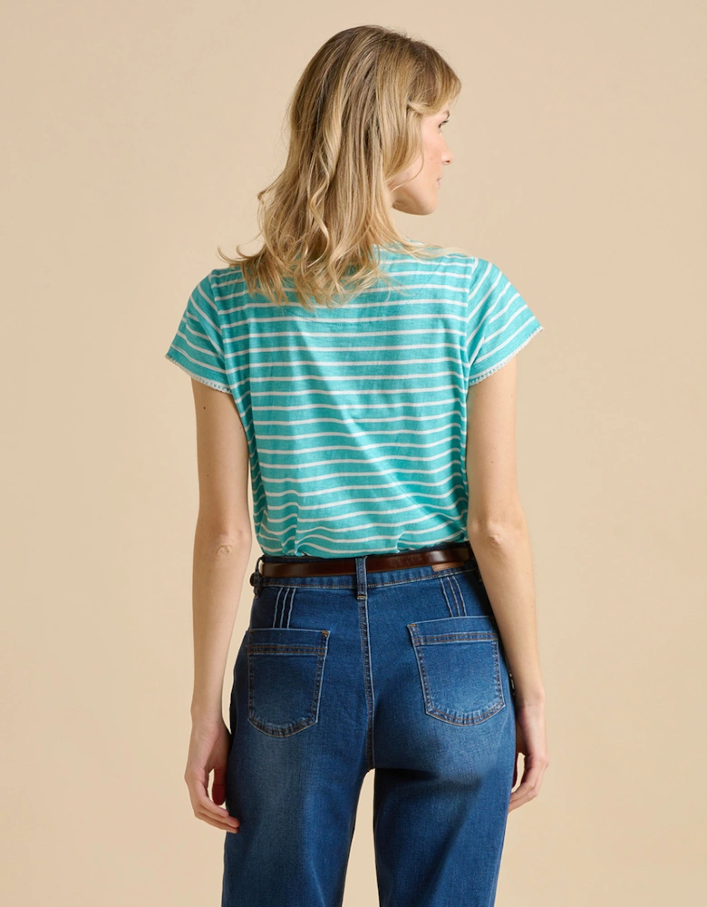 Women's Aqua Stripe T-Shirt Turquoise