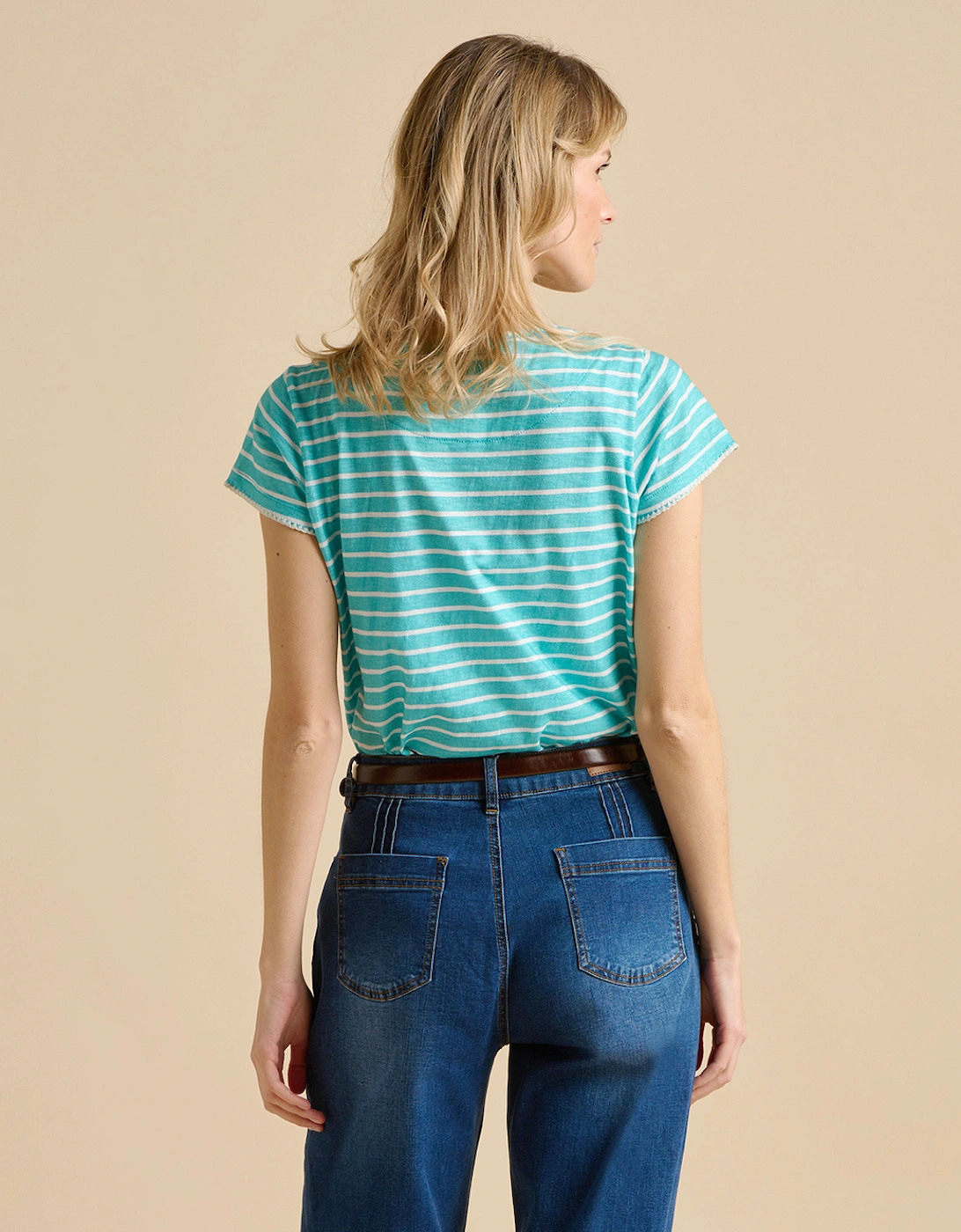 Women's Aqua Stripe T-Shirt Turquoise