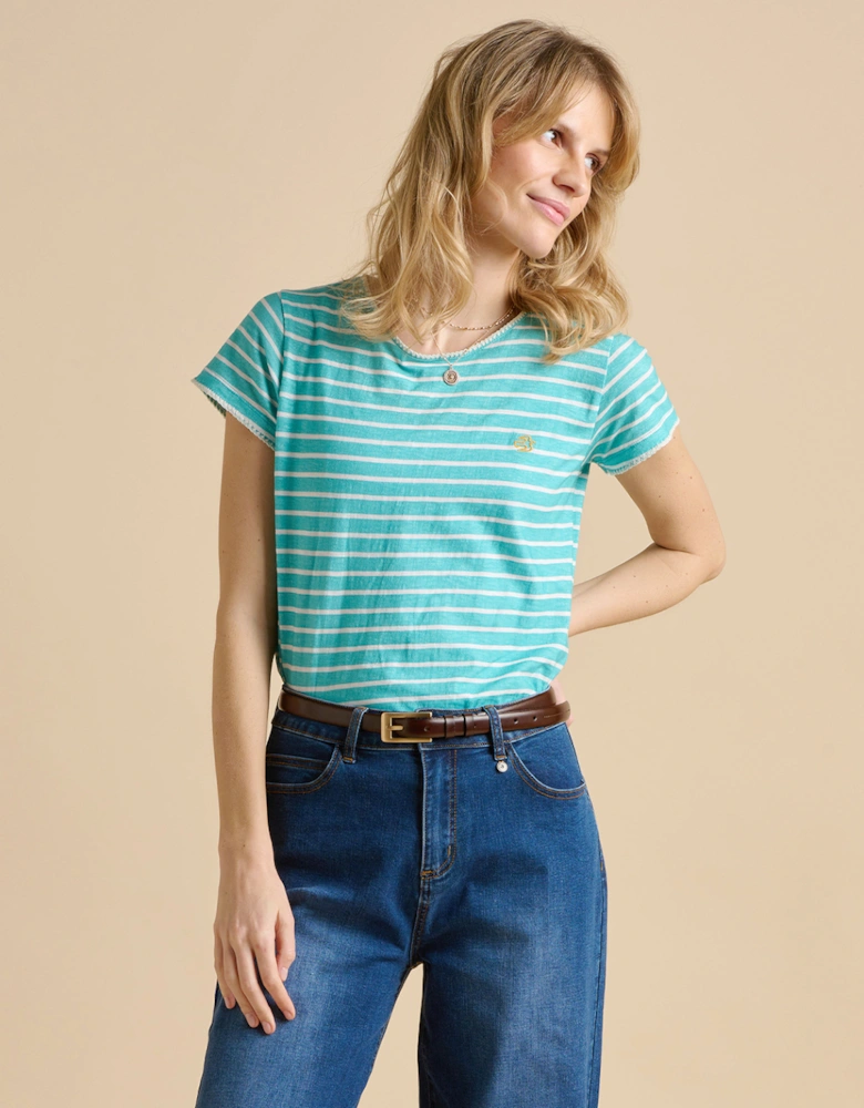 Women's Aqua Stripe T-Shirt Turquoise