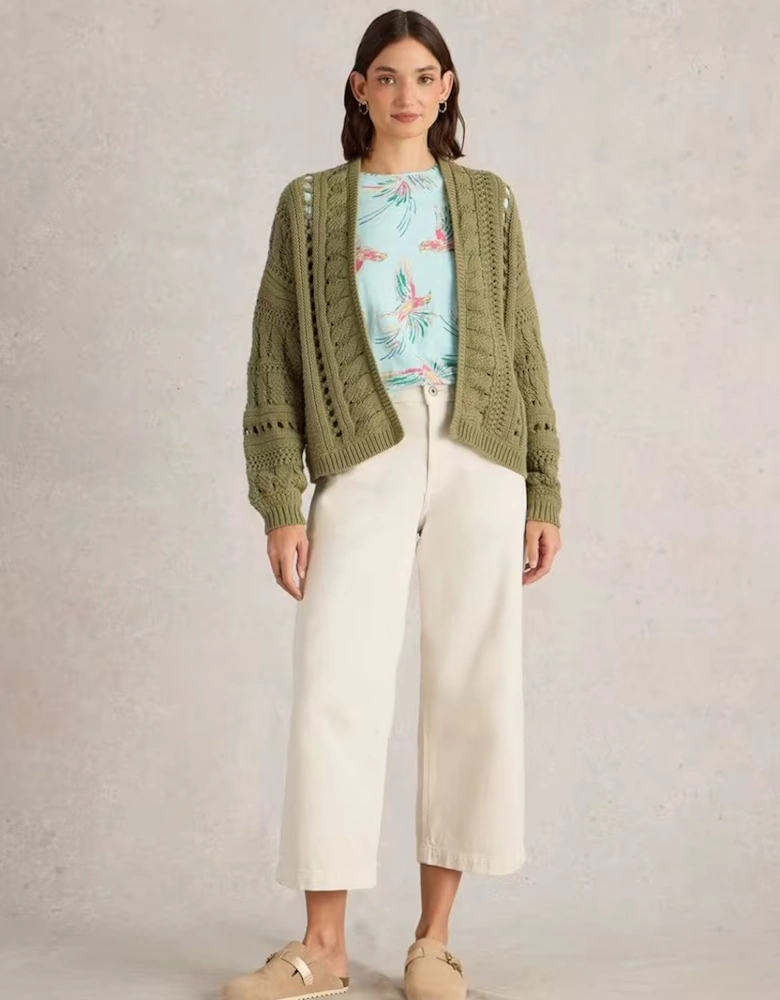 Women's Casey Crochet Cardi Khaki Green