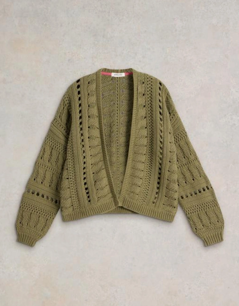 Women's Casey Crochet Cardi Khaki Green