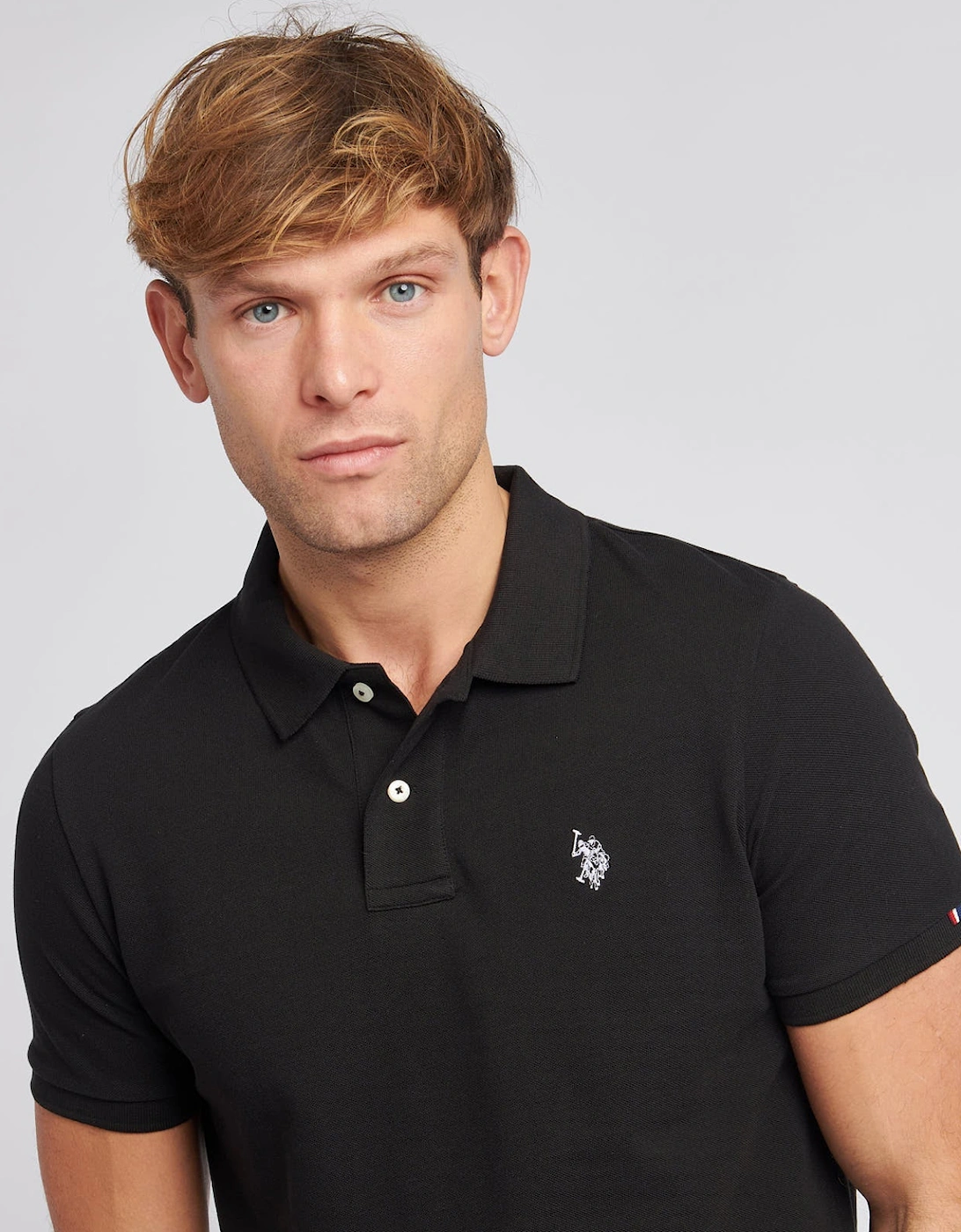 U S Polo Assn Men's DHM Pique Polo Black Bright White DHM