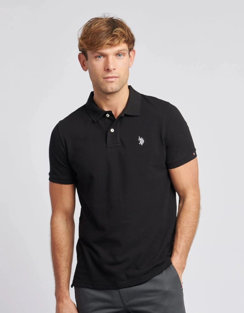 U S Polo Assn Men's DHM Pique Polo Black Bright White DHM