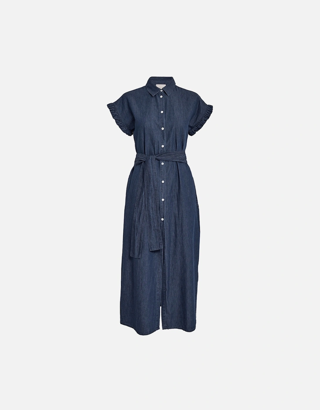 Women's Darlene Frill Midi Dress Mid Blue Denim