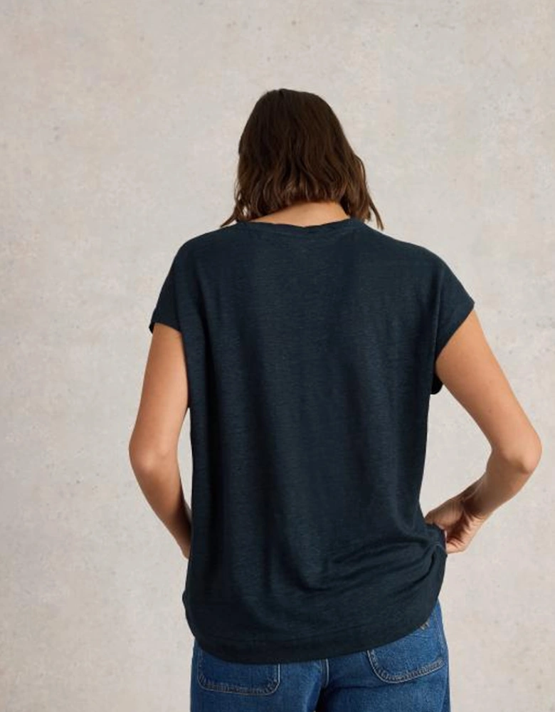 Women's Rowan Linen Tee Dark Navy