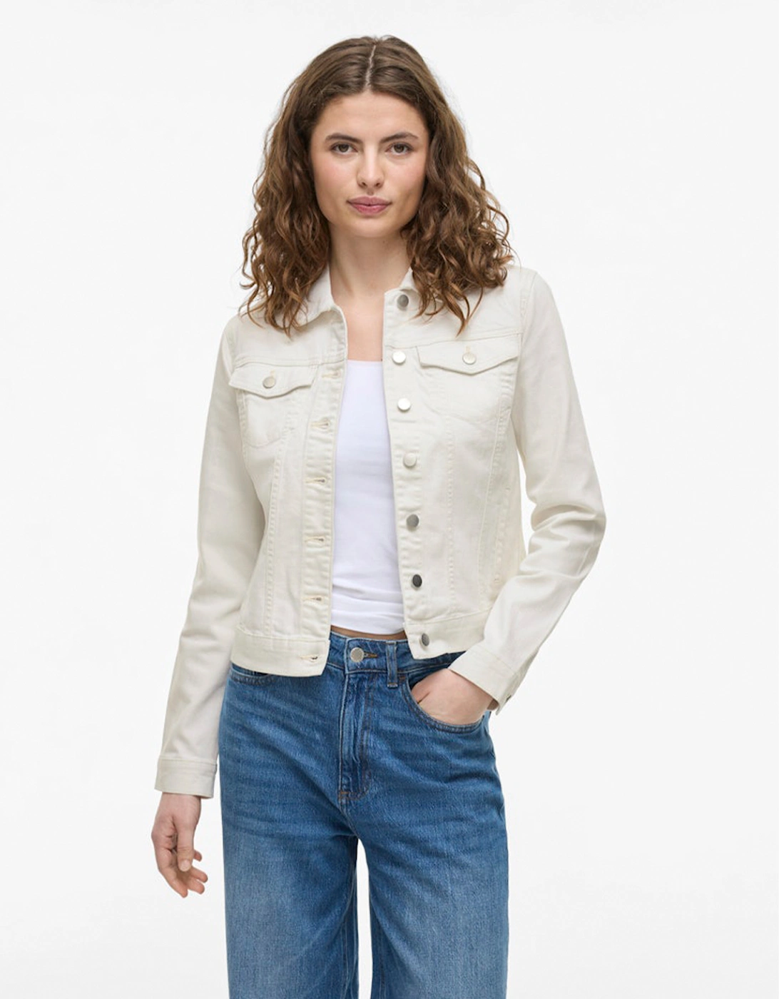 Show New Long Sleeve White Denim Jacket Cloud Dancer, 7 of 6