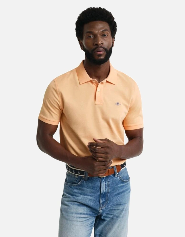 Reg Shield SS Pique Polo - Peachy Orange