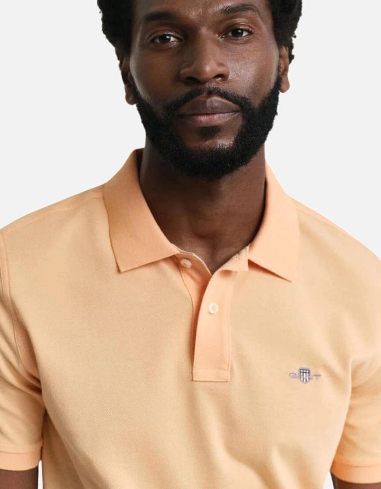 Reg Shield SS Pique Polo - Peachy Orange