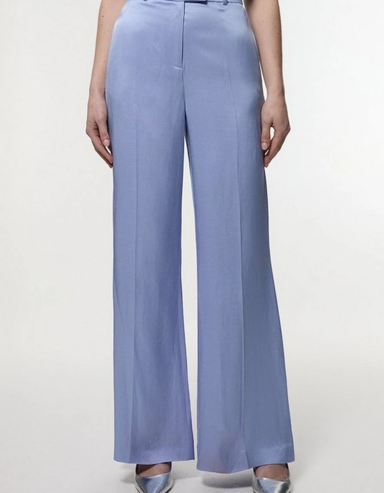 Premium Viscose Linen Tailored Wide Leg Trouser