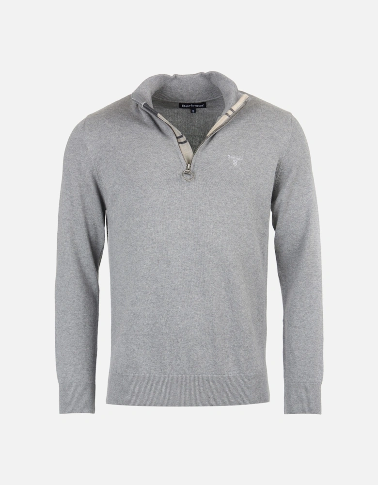 Cotton Half Zip Grey Marl
