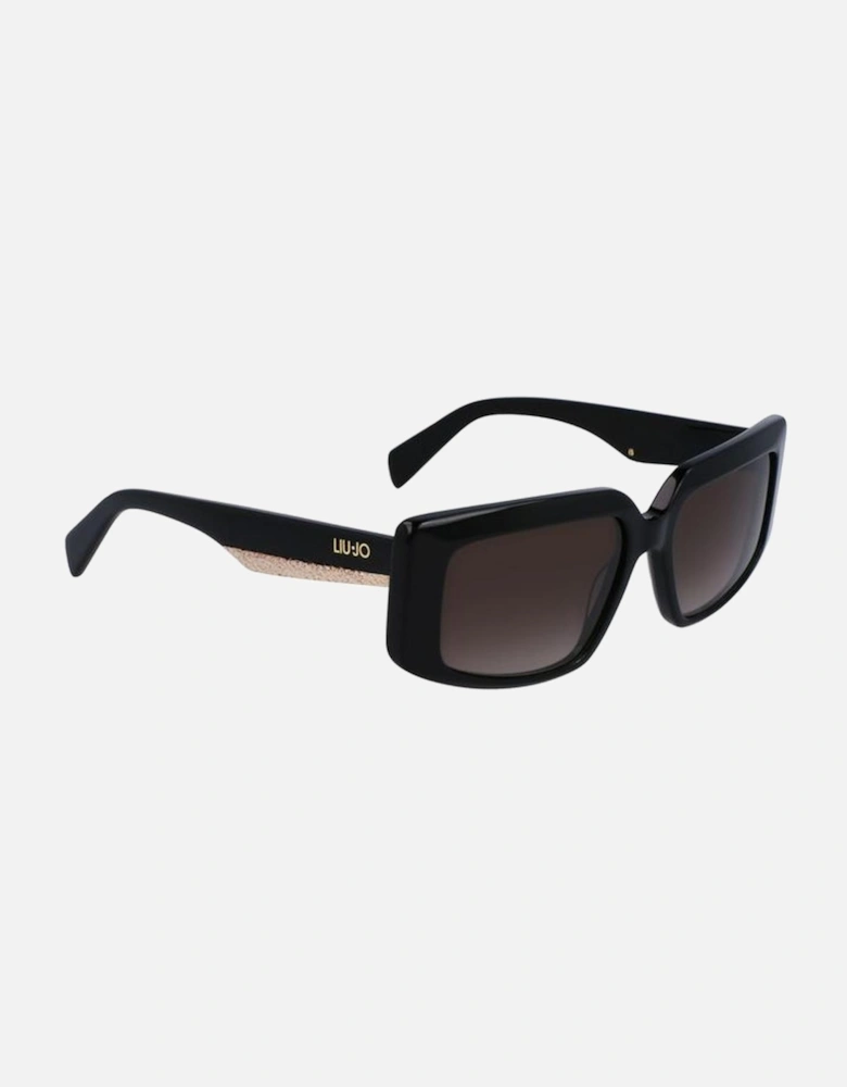 Leather Crossbody Bag with Gold Hardware Women - Black Sunglasses