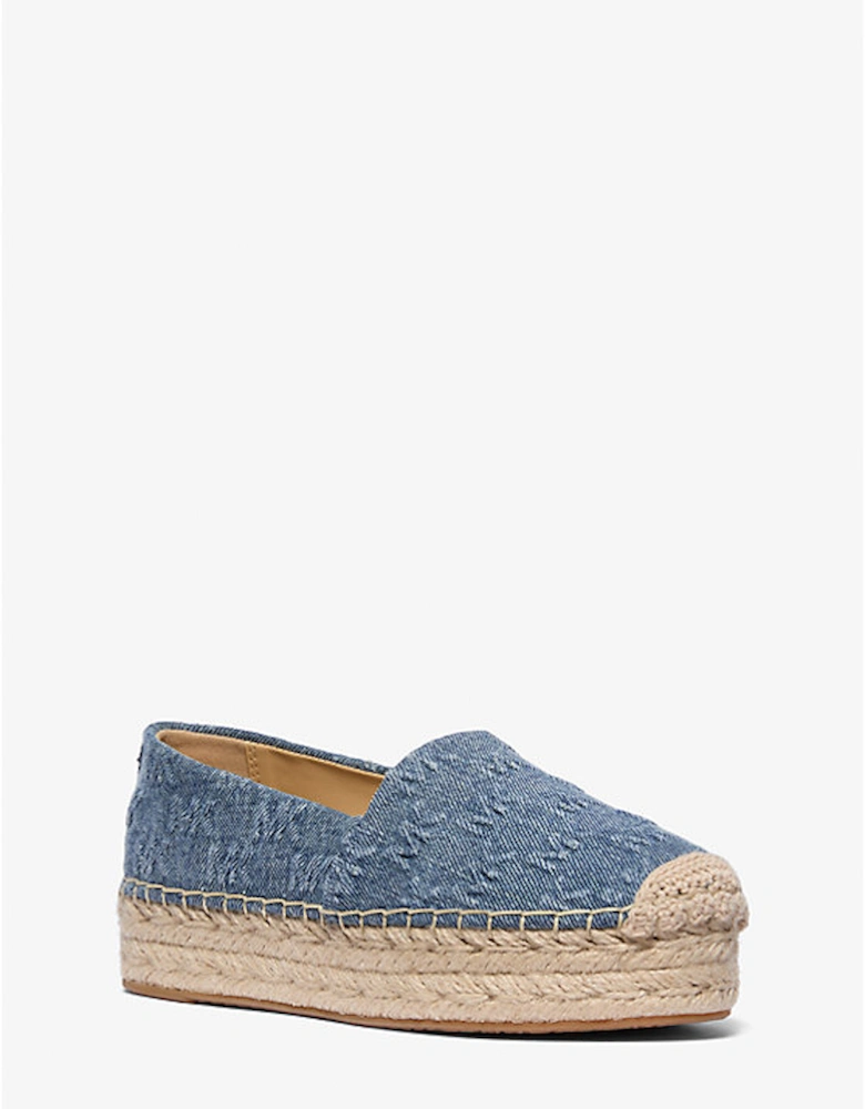 Lynn Logo Embossed Denim Platform Espadrille