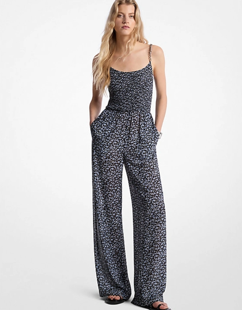 Floral Print Georgette Embellished Jumpsuit