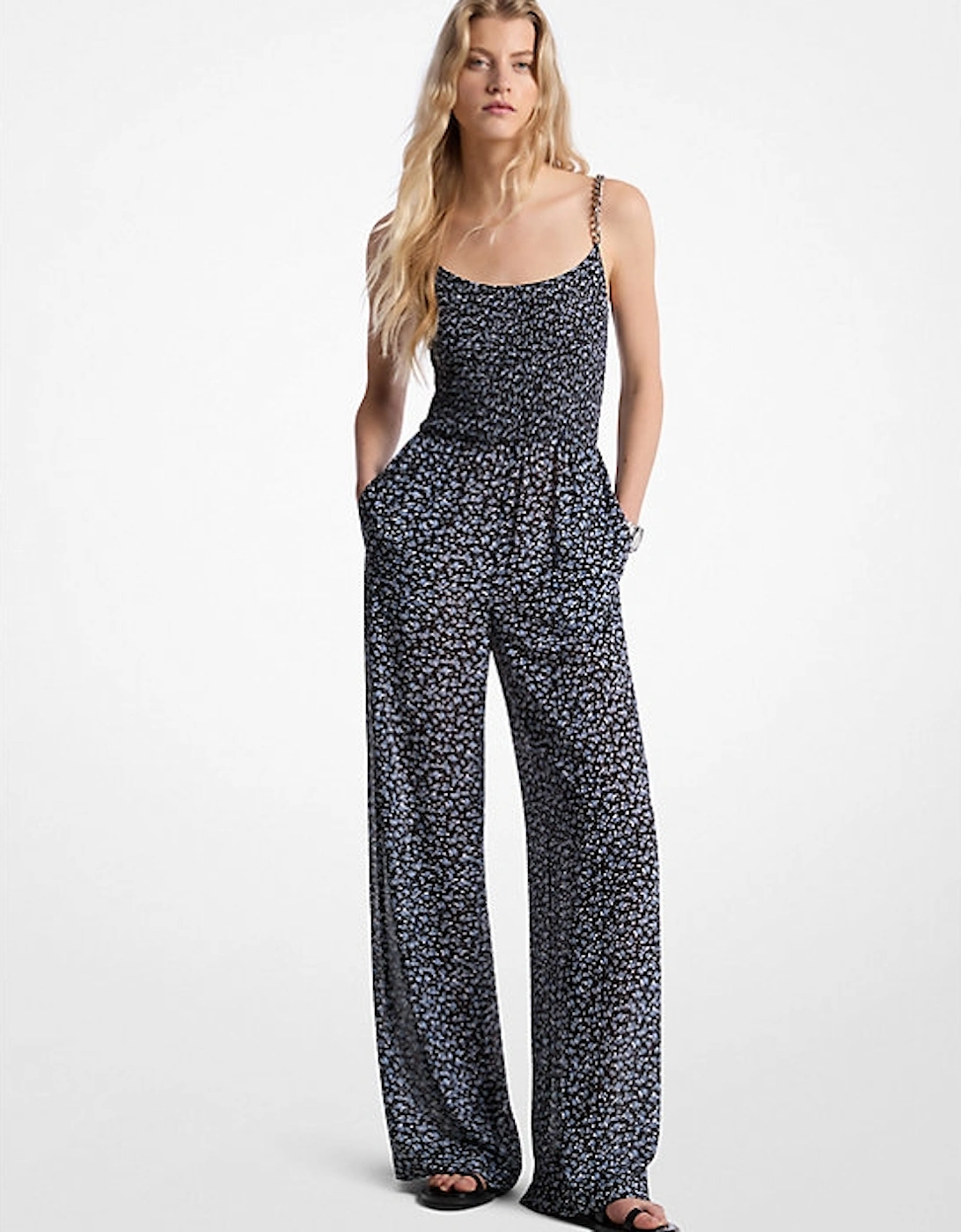 Floral Print Georgette Embellished Jumpsuit, 2 of 1