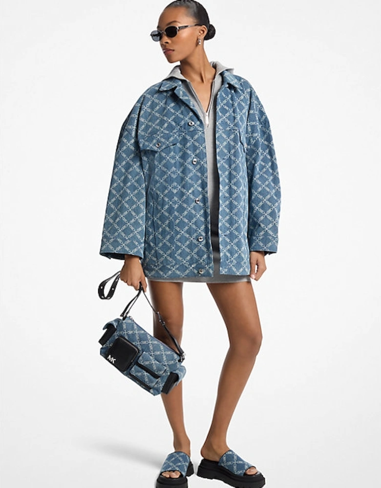 Empire Diamond Jacquard Oversized Denim Jacket