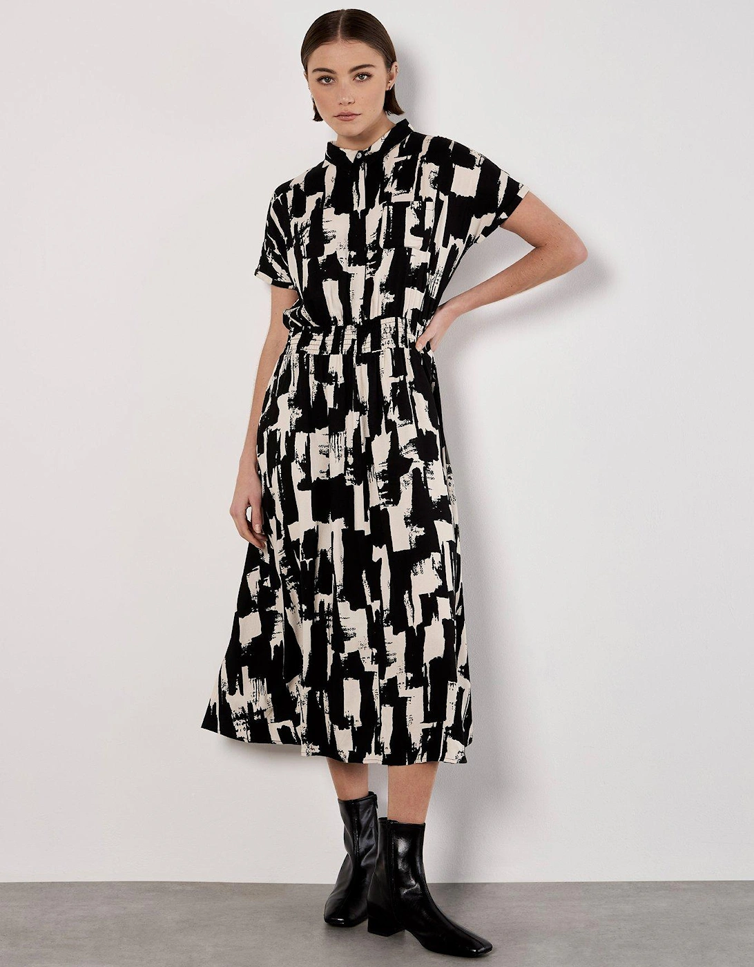 Square Brushstrokes Utility Dress - Black, 2 of 1