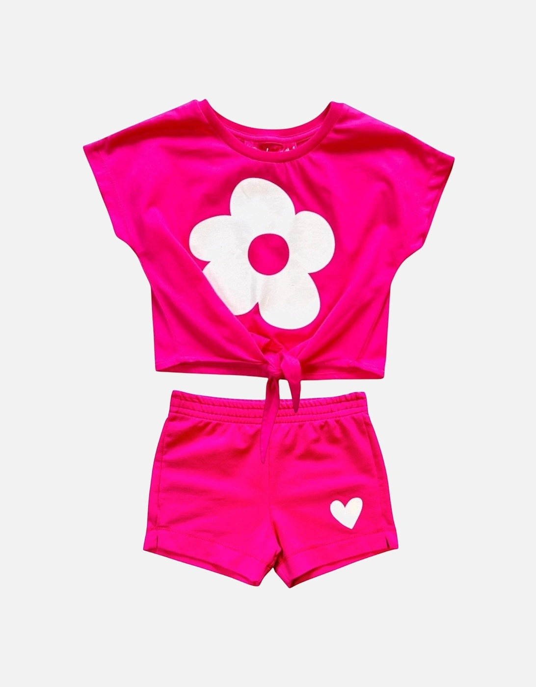 Girls Fuchsia Pink Short Set, 4 of 3