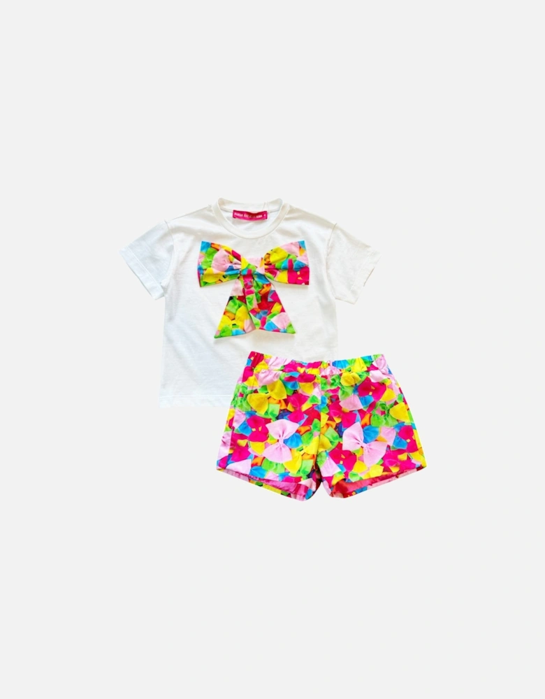 Girls Multicoloured Bow Short Set