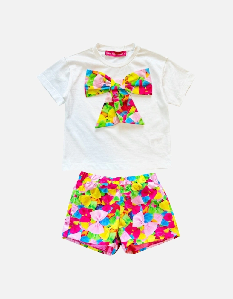 Girls Multicoloured Bow Short Set