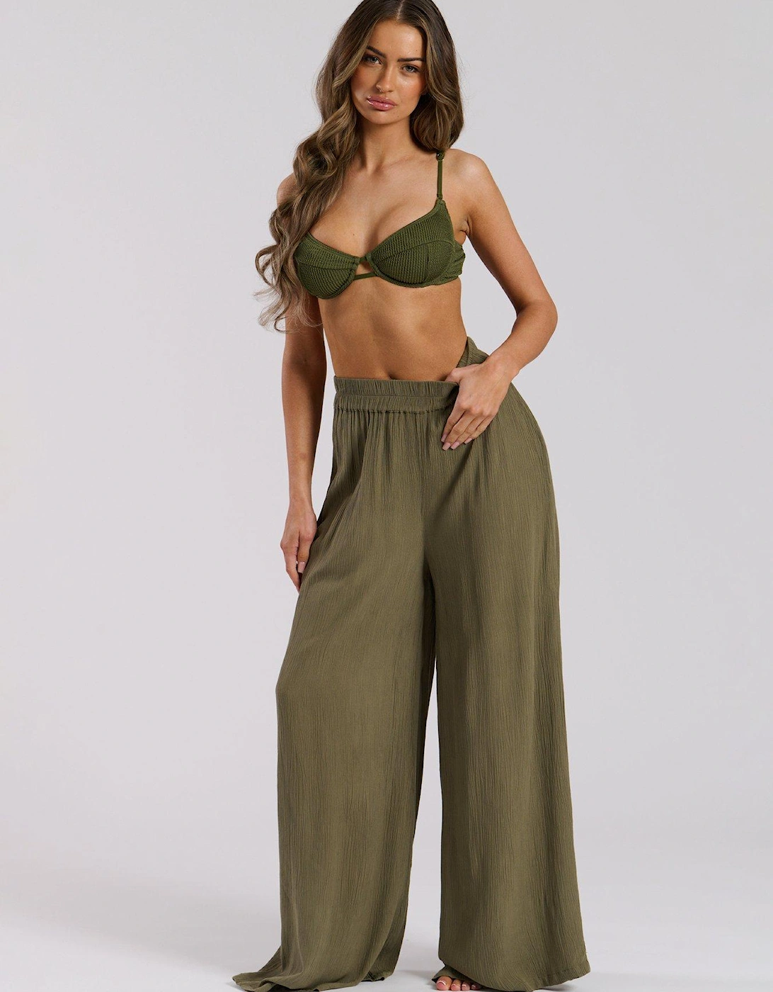 Crinkle Viscose Wide Leg Trousers, 2 of 1