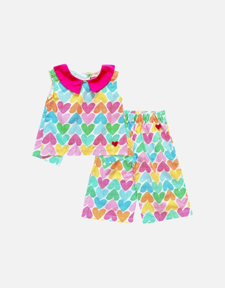 Girls Multicoloured Heart Trouser Set