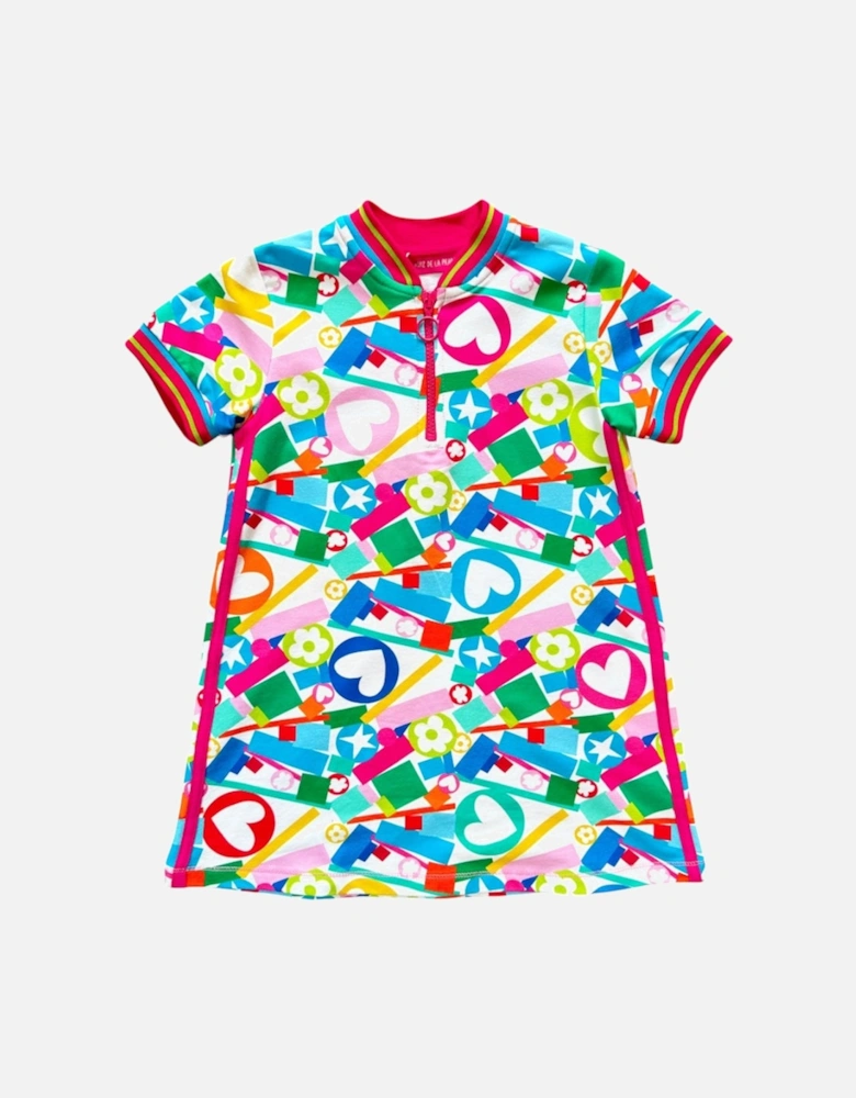 Girls Multicoloured Print Jumper Dress