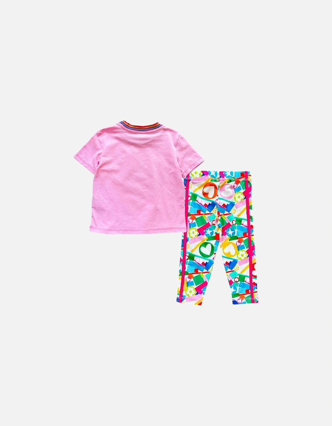 Girls Pink Multicoloured Print Legging Set