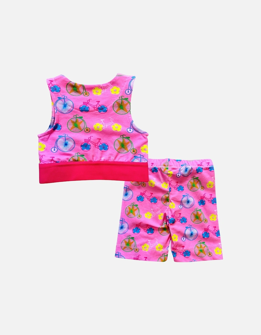 Girls Pink Crop Top and Cycle Short Set