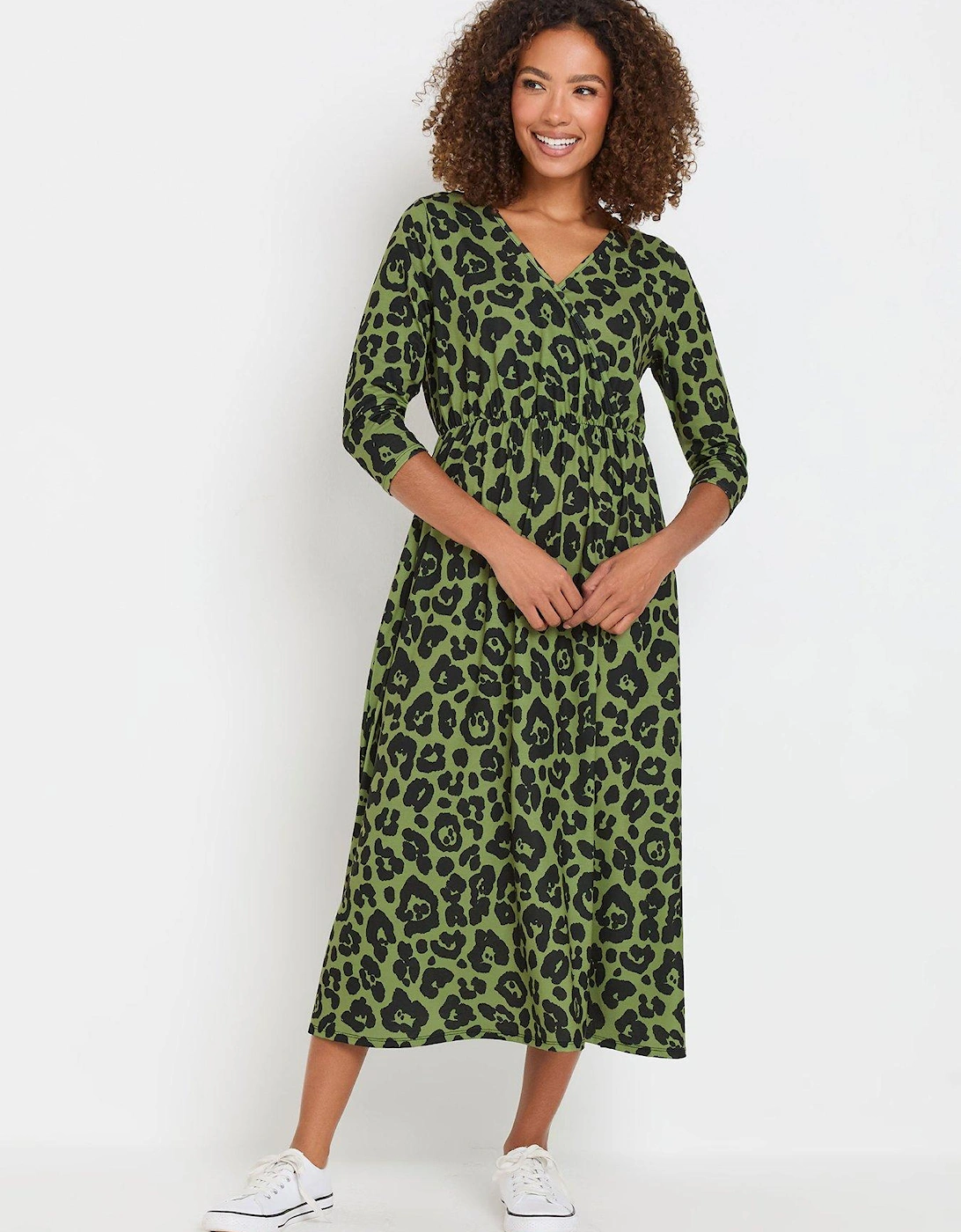 Long Sleeve Animal Jersey Dress - Green, 2 of 1