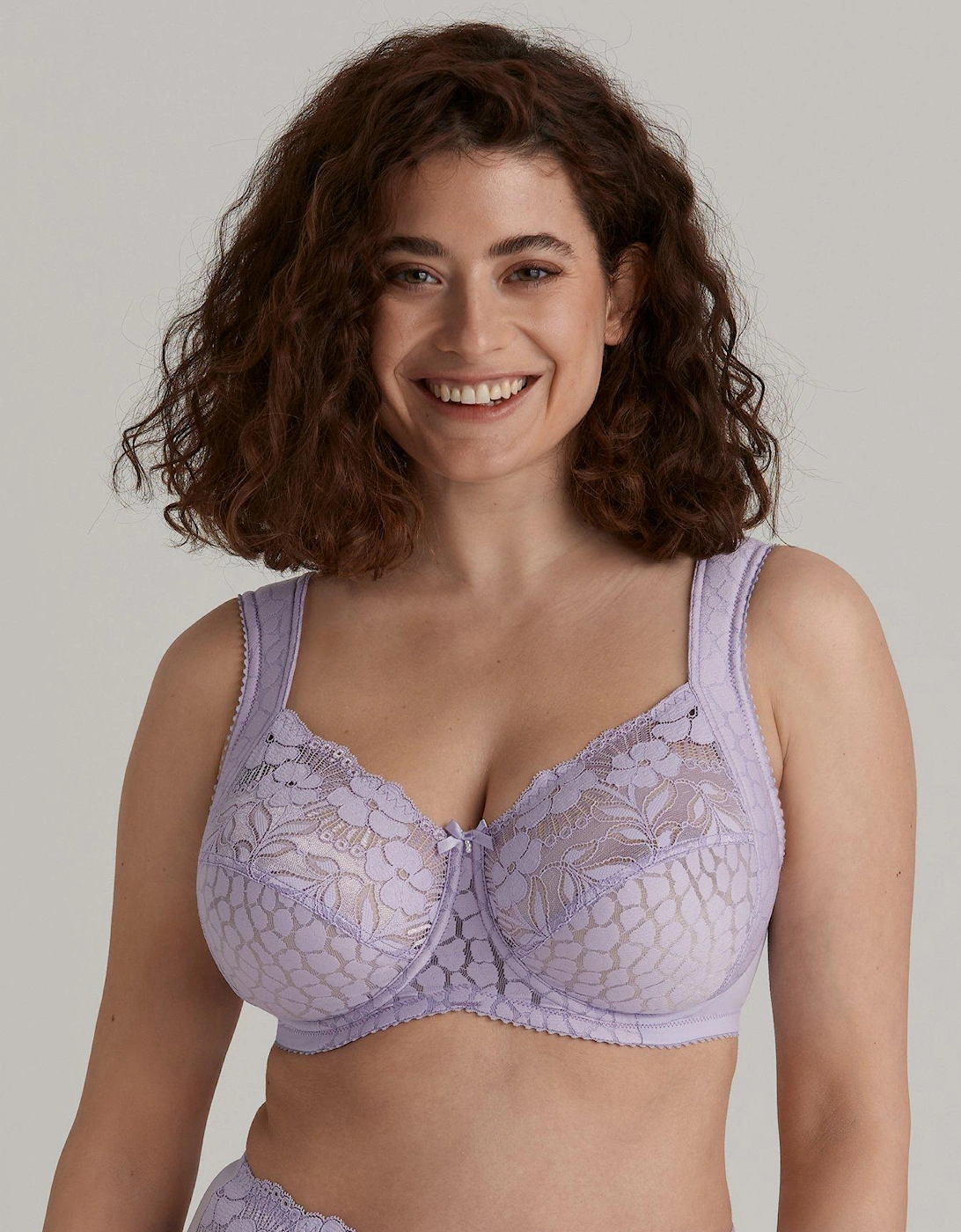 Jacquard & Lace Underwired Bra - Lavender, 2 of 1