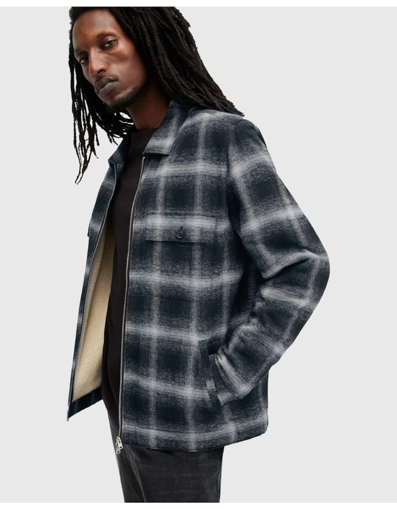 Marley Check Shacket - Dark Blue