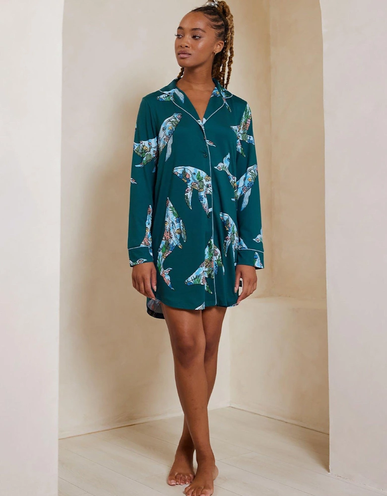 Whale Coral Reef Night Shirt - Green