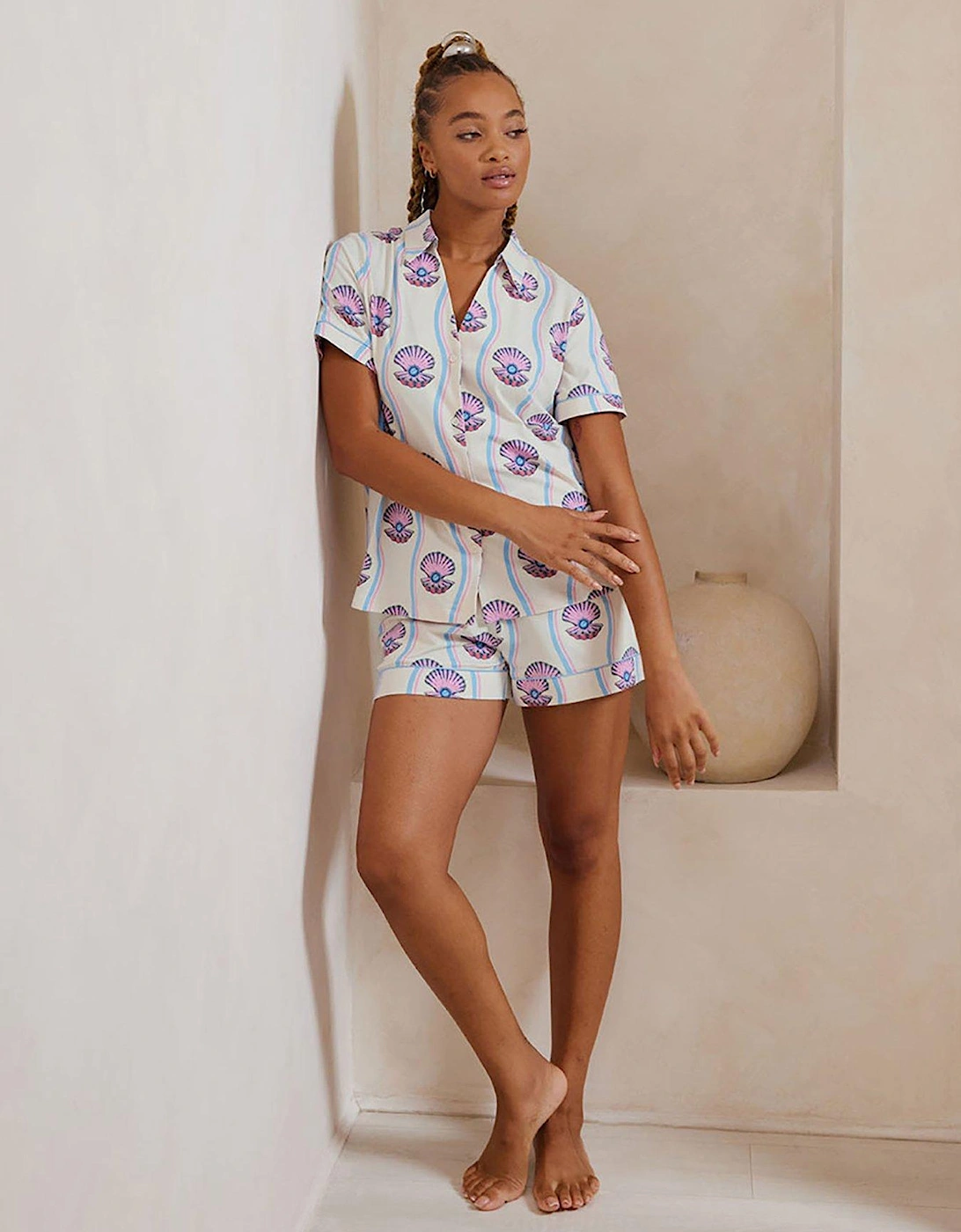 Organic Cotton Pearl Shell Print Short Pyjama Set, 2 of 1