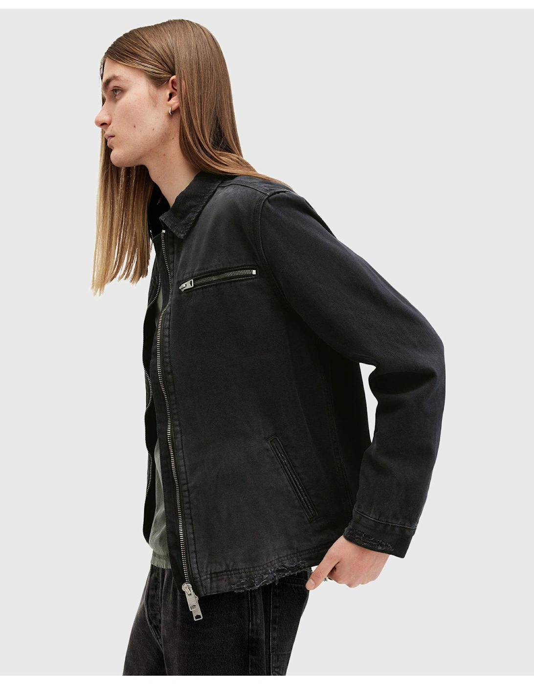 Rothwell Zip Through Denim Jacket - Black