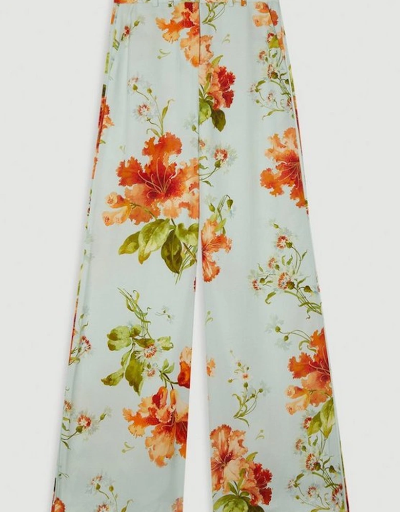 Premium Viscose Linen Floral Woven Straight Leg Trouser