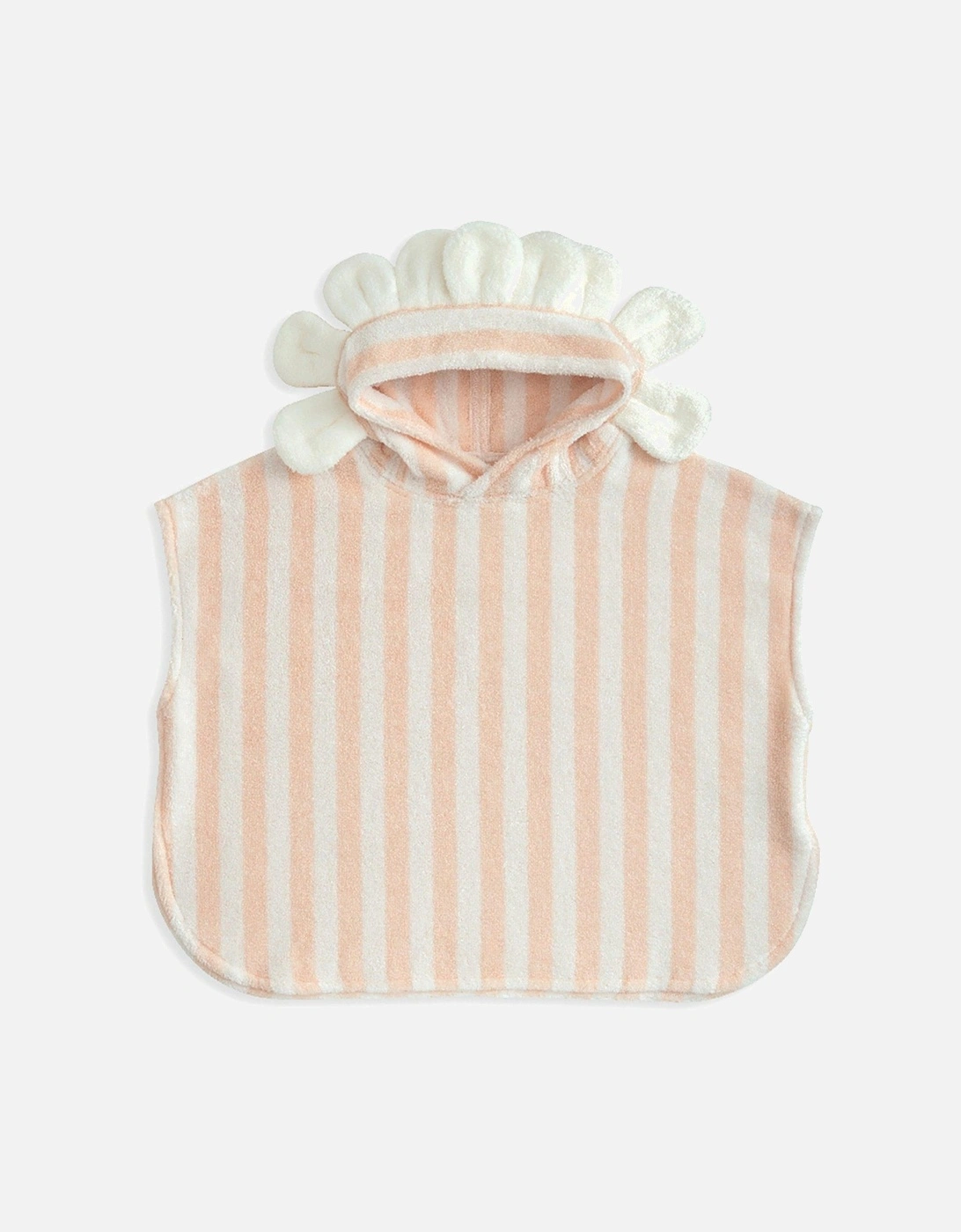 Baby Girls Flower Petal Striped Towelling Poncho - Pink, 2 of 1