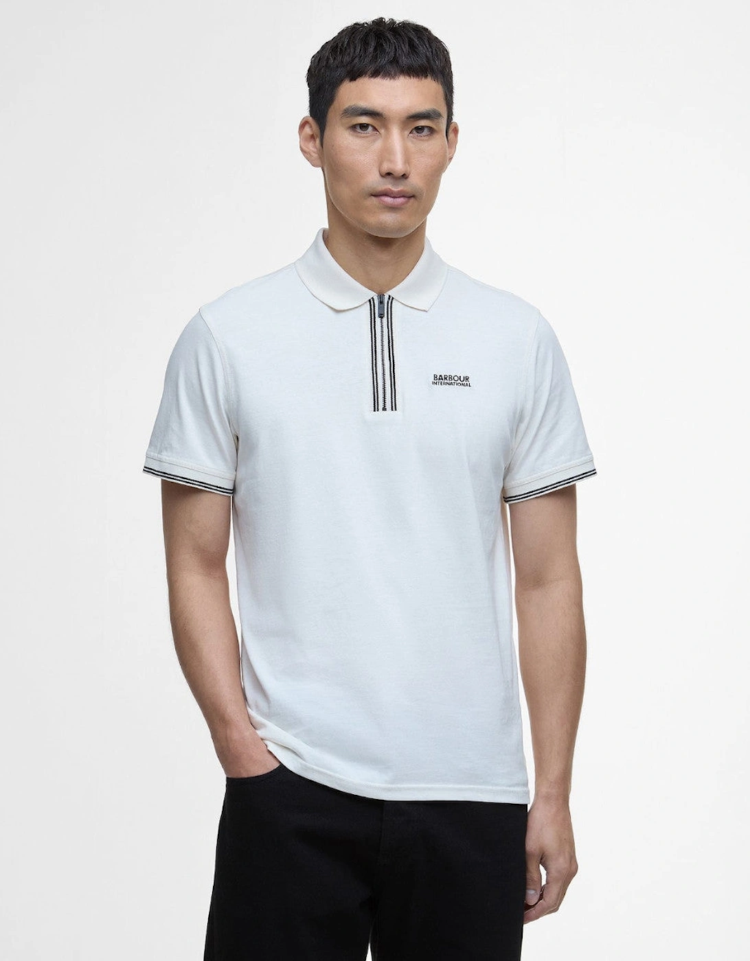 Ollie Twin Tipped Placket Polo WH32  Whisper White