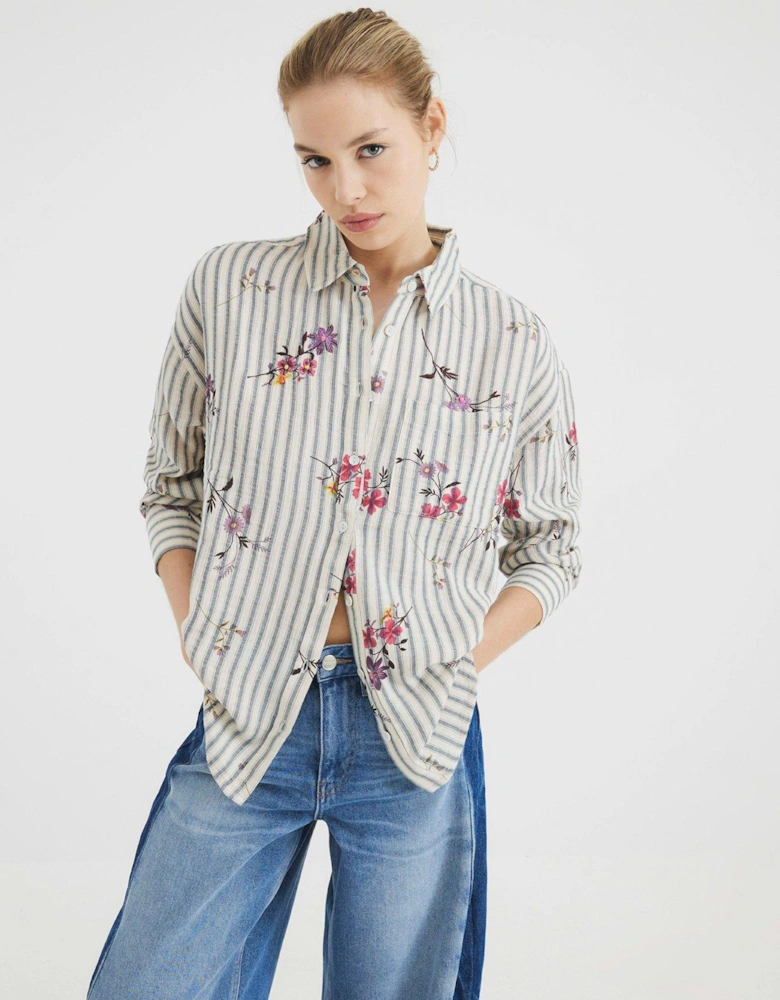 Floral Stripe Shirt - Cream