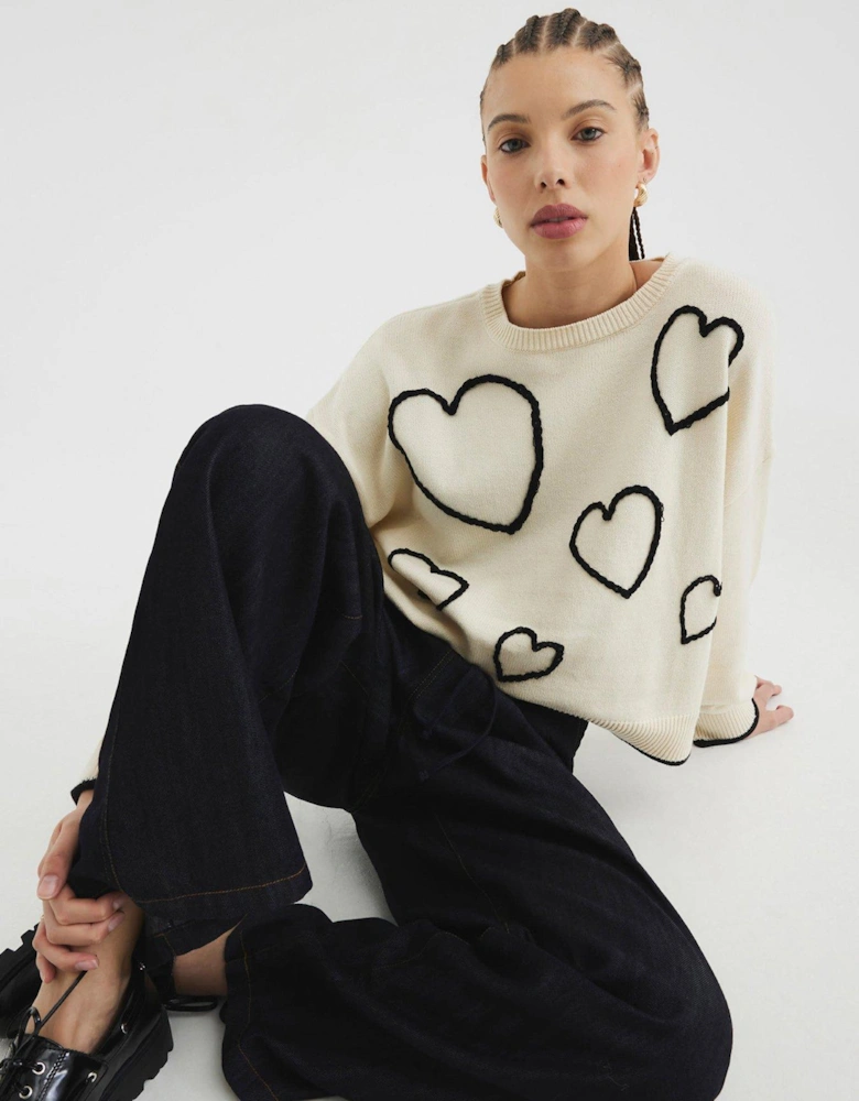 Heart Jumper - Cream