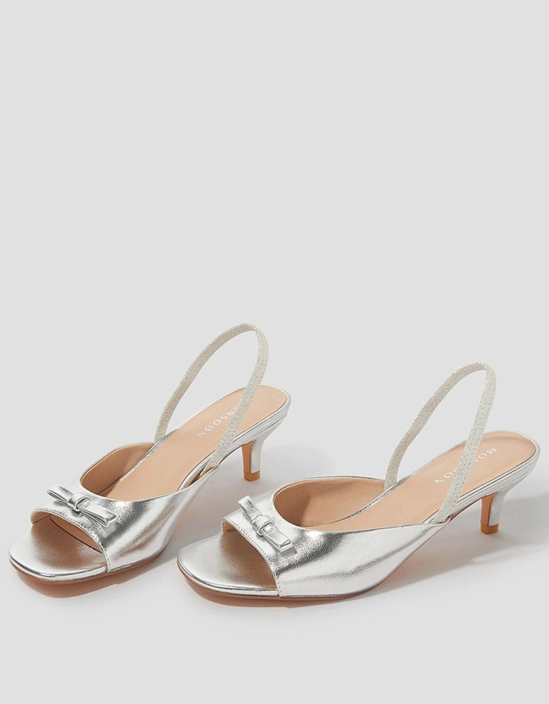 Friday Bow Kitten Heels - Silver