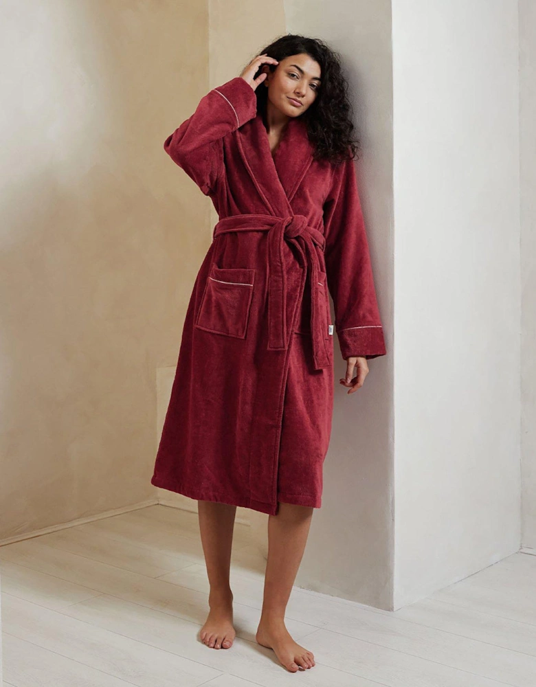 Shawl Collar Towelling Robe - Red