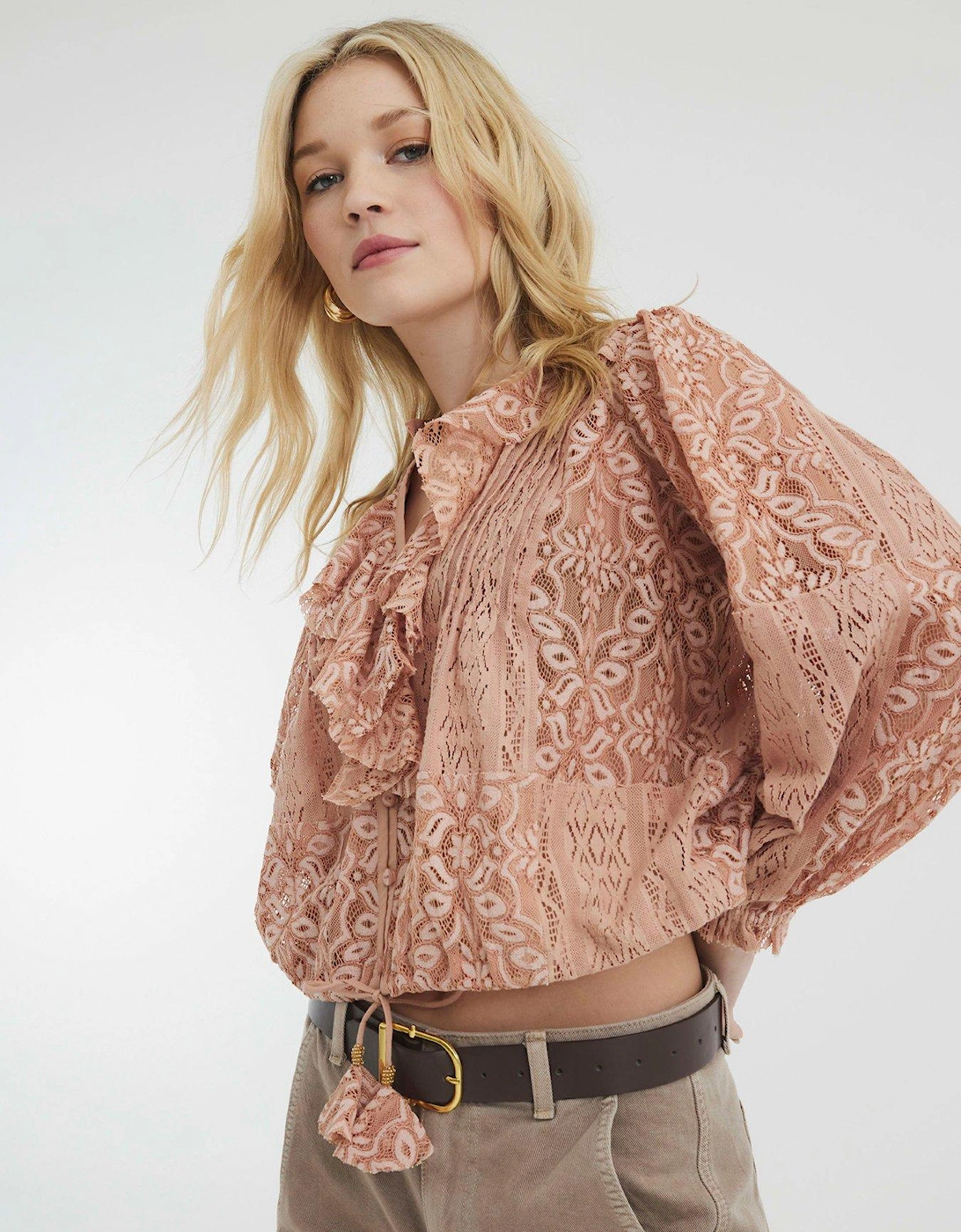 All Over Lace Ruffle Top - Pink, 2 of 1