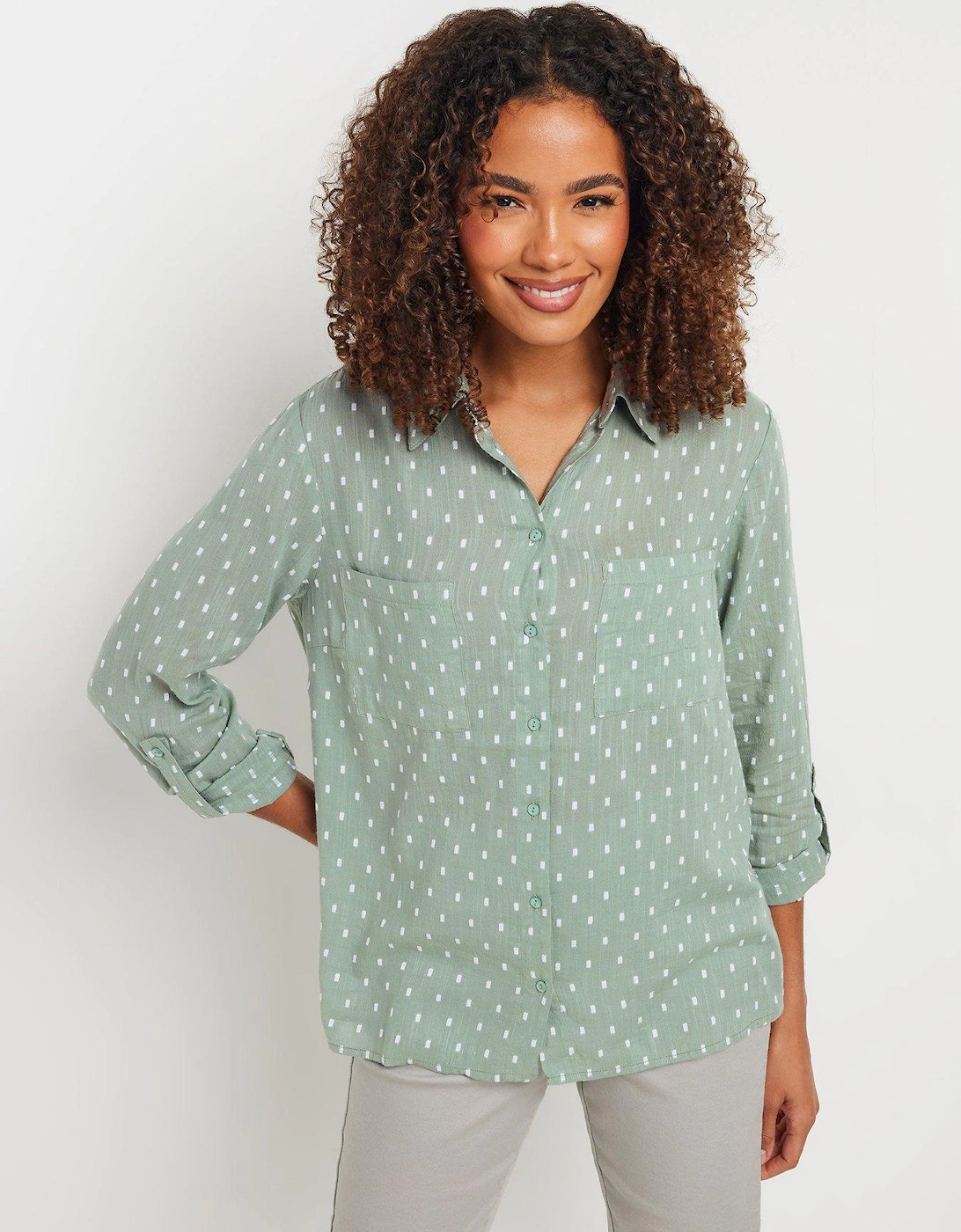 Long Sleeve Dobby Shirt - Green, 2 of 1