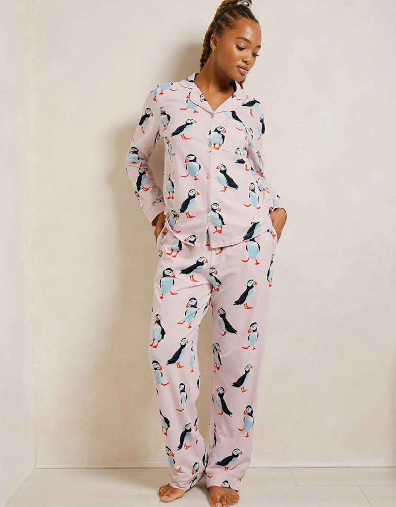 Organic Cotton Puffin Print Long Pyjama Set