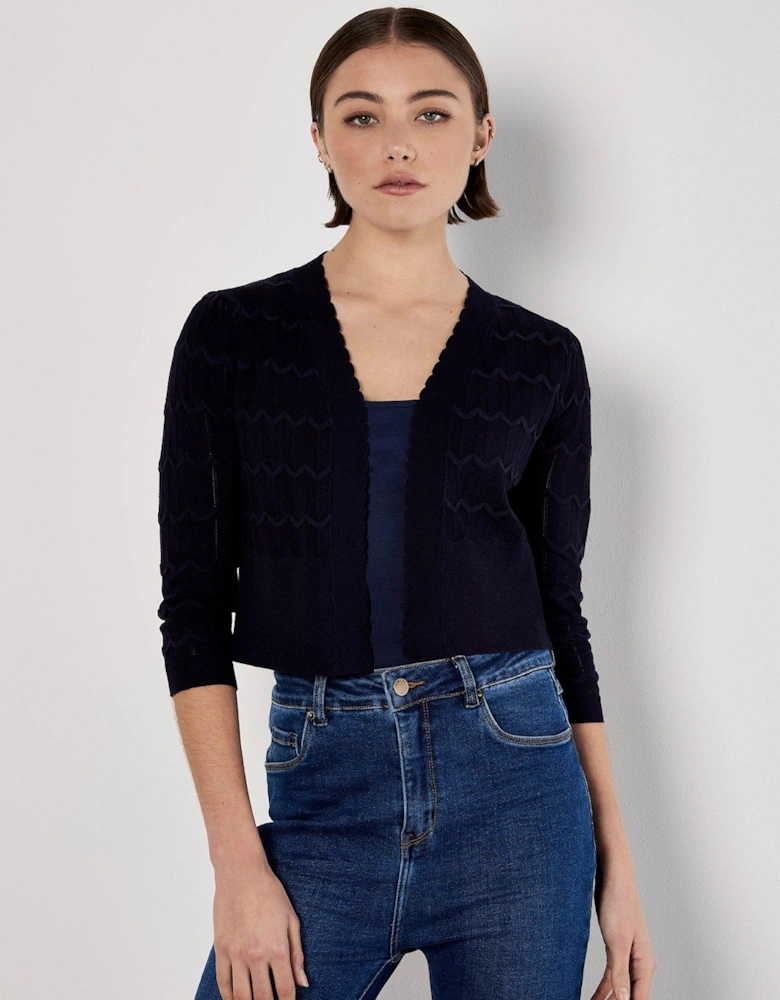 Pointelle Chevron Shrug - Navy