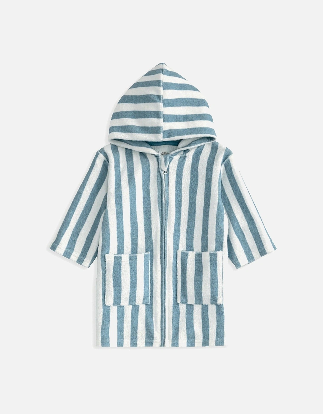 Baby Boys Striped Zip Towelling Poncho - Blue, 2 of 1