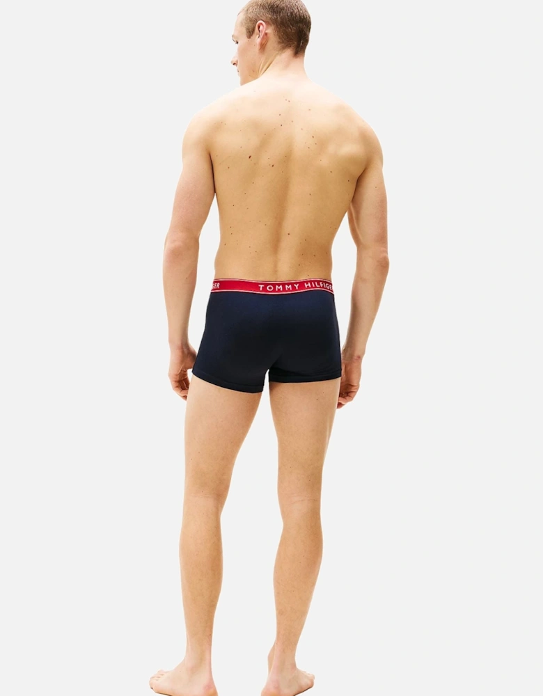 3-Pack Retro Logo Boxer Trunks, Navy w/ red/white/navy