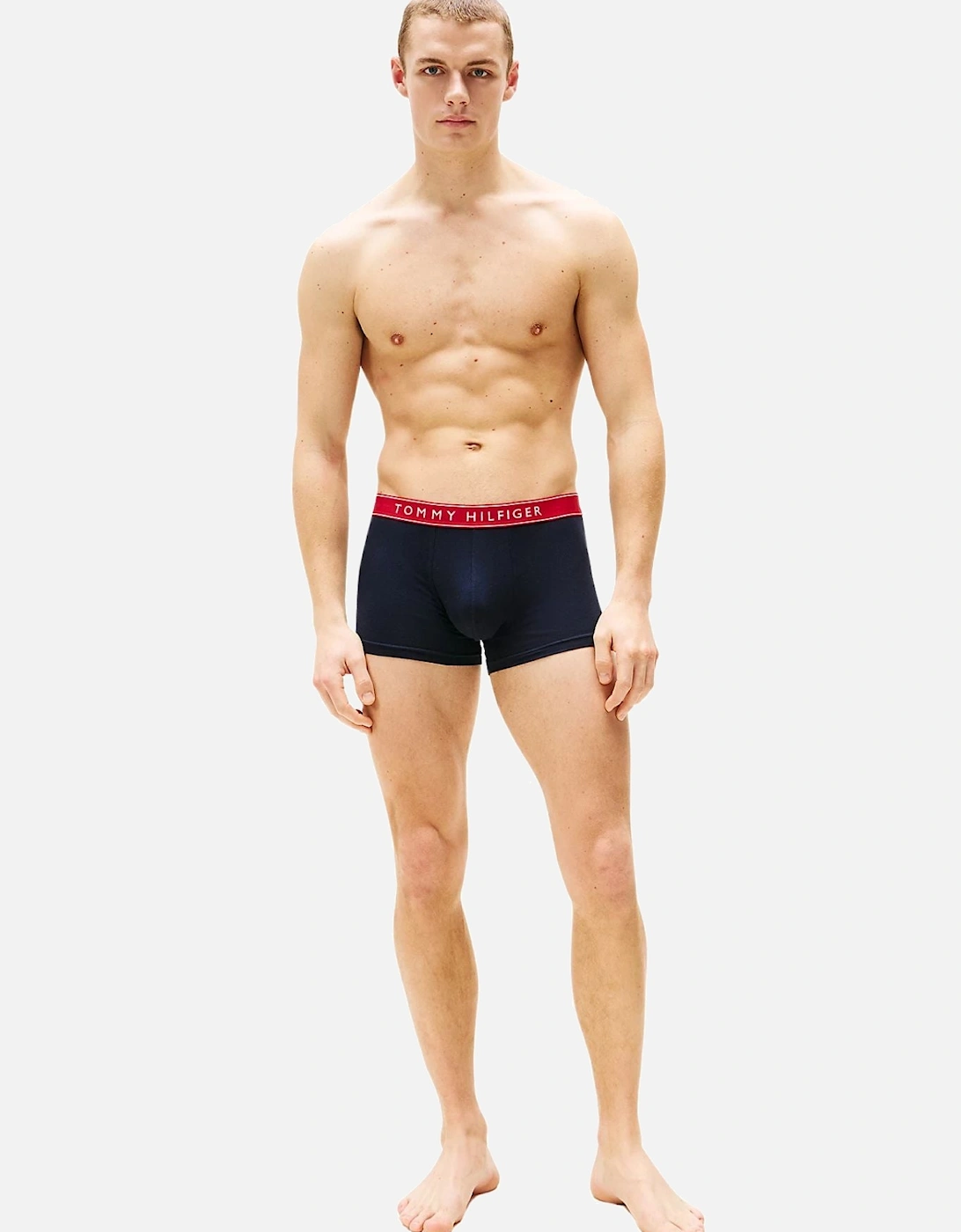 3-Pack Retro Logo Boxer Trunks, Navy w/ red/white/navy